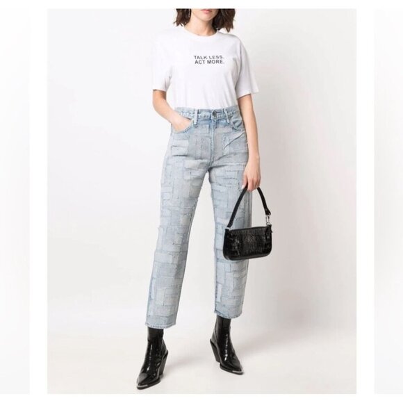 Levis Women Straight Leg High Rise Column Taper Patchwork Jeans Denim Size 25 30 - Picture 14 of 14